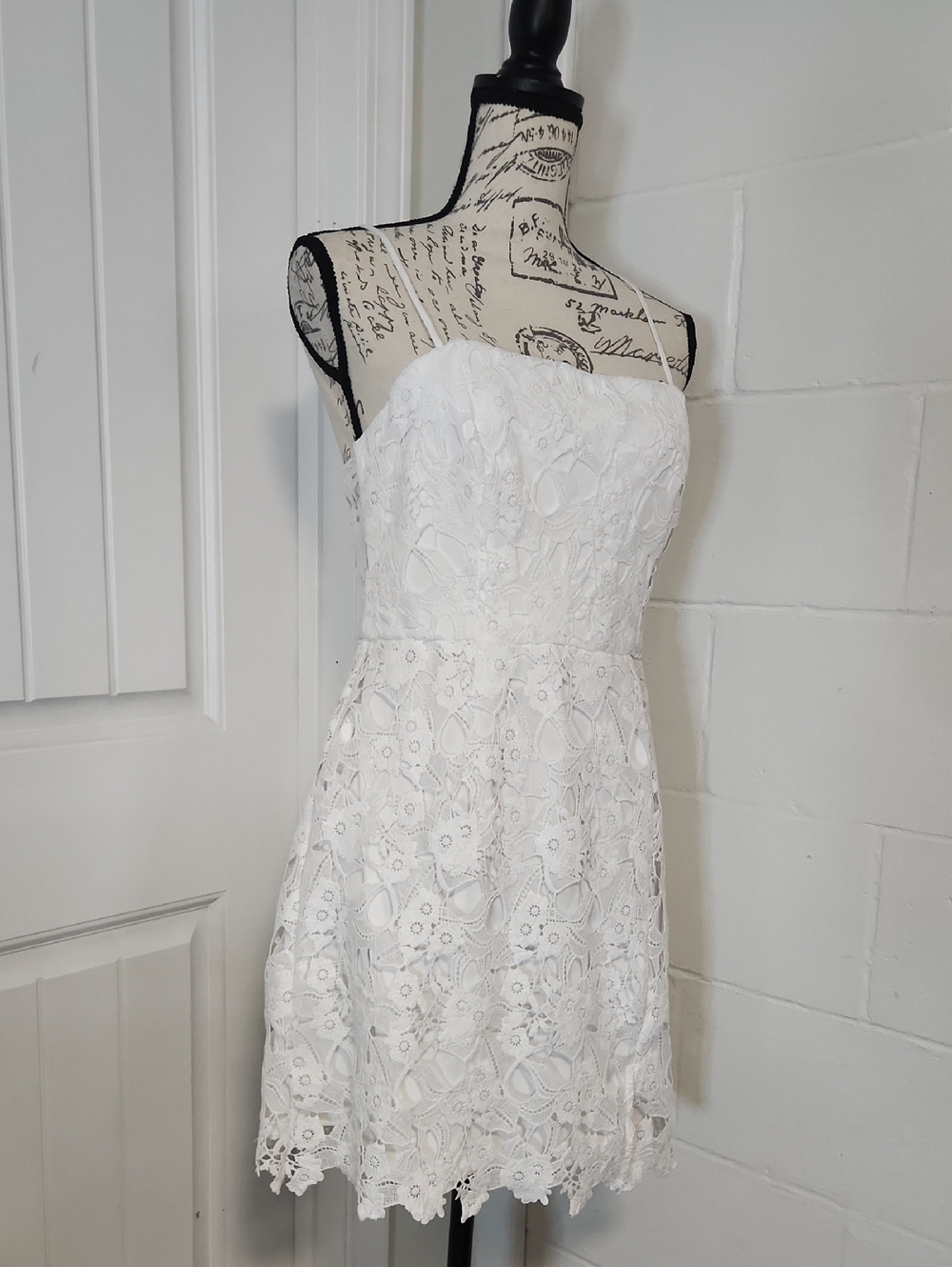 Francesca's White Lace Overlay Mini Sundress Size Medium